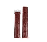 HTHRRFE 19MM 20MM 22MM Schwarz Blau Braun Leder Uhrenarmband Kompatibel mit TAG HEUER MONACO CARRERA Business Uhrenarmband Faltschließe Stil Band(Brown-silver,19mm)