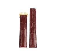 HTHRRFE 19MM 20MM 22MM Schwarz Blau Braun Leder Uhrenarmband Kompatibel mit TAG HEUER MONACO CARRERA Business Uhrenarmband Faltschließe Stil Band(Brown-gold,19mm)