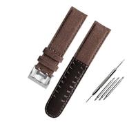 HTHRRFE 20 mm 22 mm Canvas-Nylonband, weiches Lederarmband, Herren-Ersatzarmband, kompatibel mit Hamilton Khaki H68201993(Brown silver,20mm)