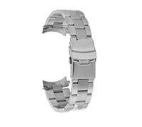 HTHRRFE 22 mm Arc Mouth Uhrenarmband, kompatibel mit Casio Watch Strao MDV-106 MDV-107 MDV-106D MTP-VD01, Edelstahl-Metall-Herrenarmband, schwarzes Armband(Silver-3)