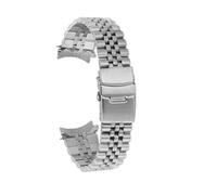 HTHRRFE 22 mm Arc Mouth Uhrenarmband, kompatibel mit Casio Watch Strao MDV-106 MDV-107 MDV-106D MTP-VD01, Edelstahl-Metall-Herrenarmband, schwarzes Armband(Silver-9)
