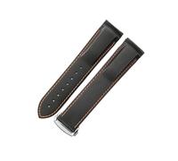 HTHRRFE 22 mm Silikonarmband, kompatibel mit Omega Planet Ocean 600 AT150/007 Quarter Orange Seamaster 300, gebogenes Herren-Uhrenarmband, 20 mm(Black orange Silver,20mm)