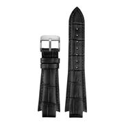 HTHRRFE 24 x 14 mm konvexes Ende Echtlederarmband 1853, kompatibel mit Tissot T60-Armband L875/975K, Herren- und Damenuhrengürtel, Schmetterlingsverschluss(Black sk)