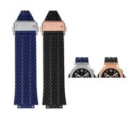 HTHRRFE 26 x 19 mm 24 x 17 mm Silikon-Uhrenzubehör, kompatibel mit Yubo Big Bang Classic Fusion, wasserdicht, gestreift, kariert, weiche Uhrenarmbänder(J02-White-No Buckle,13x20mm)