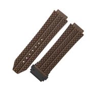 HTHRRFE 26 x 19 mm 24 x 17 mm Silikon-Uhrenzubehör, kompatibel mit Yubo Big Bang Classic Fusion, wasserdicht, gestreift, kariert, weiche Uhrenarmbänder(J01-Brown-Black-Z2,19x26mm)