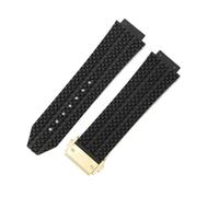 HTHRRFE 26 x 19 mm 24 x 17 mm Silikon-Uhrenzubehör, kompatibel mit Yubo Big Bang Classic Fusion, wasserdicht, gestreift, kariert, weiche Uhrenarmbänder(J01-Black-Gold-Z2,17x24mm)