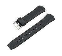 HTHRRFE Armband kompatibel mit Casio EDIFICE EF-552 Harz-Gummi-Armband, Ersatzarmband, Sport, wasserdicht, 19 mm, Schnittstellengürtel, Zubehör(Black silver buckle)