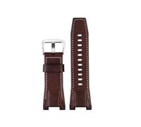 HTHRRFE Canvas-Leder-Uhrenarmband, kompatibel mit Casio GST-B100 S130 W300GL 400G W330 GST-W120L S120 W130L S100-Serie, Uhrenzubehör(Brown silver buckle)