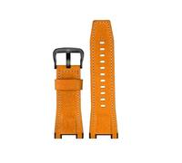 HTHRRFE Canvas-Leder-Uhrenarmband, kompatibel mit Casio GST-B100 S130 W300GL 400G W330 GST-W120L S120 W130L S100-Serie, Uhrenzubehör(Yellow black buckle)
