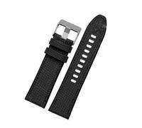 HTHRRFE Canvas Silikon Uhrenarmband kompatibel mit DIESEL Dz4500 Dz4506 DZ7420 Herren Officer Series 24 26mm 28mm Zubehör Nylon Uhrenarmband(Black-Silvery buckle,24mm)