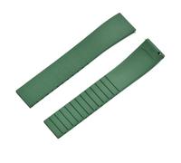 HTHRRFE CTS Fluorkautschuk-Uhrenarmband, 18 mm, 19 mm, 20 mm, 22 mm, Schnellverschluss, Schmetterlingsschnalle, Uhrenarmbänder, FKM-Armband, kompatibel mit Zuschneidbar(Green,20MM_SILVER BUCKLE)