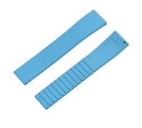 HTHRRFE CTS Fluorkautschuk-Uhrenarmband, 18 mm, 19 mm, 20 mm, 22 mm, Schnellverschluss, Schmetterlingsschnalle, Uhrenarmbänder, FKM-Armband, kompatibel mit Zuschneidbar(Sky blue,20MM_SILVER BUCKLE)