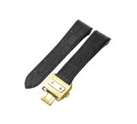 HTHRRFE Echtes Leder-Uhrenarmband, kompatibel mit Cartier Sandoz Santos 100 Uhrenarmband, weiches, bequemes Uhrenarmband-Zubehör, 20-23-mm-Armband(Black-Golden-Z8,23mm)