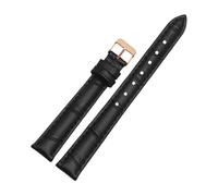 HTHRRFE Echtleder-Armband, kompatibel mit Casio LTP-V007/1208/1094 LTH-1060/4048, echtes Rindsleder-Uhrenarmband, Dornschließe, 16 mm, 18 mm(Black-rosegold,17mm)