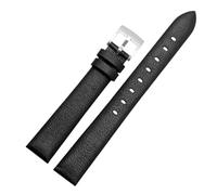 HTHRRFE Echtleder-Uhrenarmband, kompatibel mit Swarovski 5158972 Armani Fossil Series Damenuhrenkette Echtleder-Uhrenarmband 12 14 16 mm(Black-Silver Buckle,16mm)