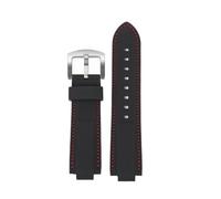 HTHRRFE Gummi-Silikon-Armband kompatibel mit Casio Edifice EFB-680 ECB10YD Uhrenarmband for Herren Ocean Heart EFB680 konvex 12 mm 14 mm Armband(Black red-silver,12mm)