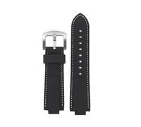 HTHRRFE Gummi-Silikon-Armband kompatibel mit Casio Edifice EFB-680 ECB10YD Uhrenarmband for Herren Ocean Heart EFB680 konvex 12 mm 14 mm Armband(Black white-silver,14mm)