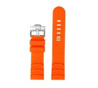 HTHRRFE Gummi-Uhrenarmband, kompatibel mit Casio PROTREK-Serie PRG-601/YB PRW-6611/6621Y, flaches Silikon-Uhrenarmband, 24 mm(A Orange silver)