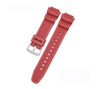 HTHRRFE Gummiband kompatibel mit Casio AE-1200WH AQ-S810W MRW-200H Edelstahlschnalle 18 mm Ersatzband Casio AE-1000W Uhrenzubehör(Red-Silver)