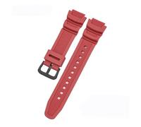 HTHRRFE Gummiband kompatibel mit Casio AE-1200WH AQ-S810W MRW-200H Edelstahlschnalle 18 mm Ersatzband Casio AE-1000W Uhrenzubehör(Red-Black)