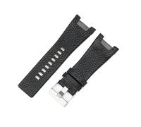 HTHRRFE Klare Textur, elegante Echtleder-Uhrenarmbänder, kompatibel mit Diesel Dz1216 Dz1273 Dz4246, spezielle konkave Schnittstelle, wasserdichtes Armband 32 mm(Black(LZ)-Steel-K3)