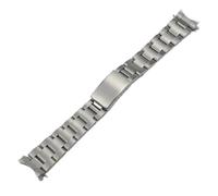 HTHRRFE Klassisches 19-20 mm-Uhrenarmband aus gebürstetem silbernem Edelstahl, kompatibel mit Rolex Oyster Perpetual Date Hallow End Links-Armband(19MM_NO LOGO)