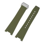HTHRRFE Kompatibel mit Bell&Ross-Kautschukarmband BR05, B&R INGRUMENTS-Silikonarmband, quadratische Uhr BRX5, Gummiband, spezielles weiches Armband, 25 x 12 mm(Army Green Steel)