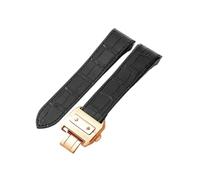 HTHRRFE Kompatibel mit Cartier Sandoz 100 Echtleder-Uhrenarmbändern mit Schmetterlingsschnalle, Herren-Damen-Rindsleder-Krokodilmuster-Zubehör, 20/23 mm(Black-Rose-Z8,23mm)