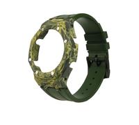 HTHRRFE Kompatibel mit Casio GA2100 GA-B2100 Fiber Carbon Case Fluorkautschukband GA2100 DIY Lünette FKM Gummi Uhrenarmband Herrenarmband(E-set,GA-2100 2110)