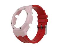 HTHRRFE Kompatibel mit Casio GA2100 GA-B2100 Fiber Carbon Case Fluorkautschukband GA2100 DIY Lünette FKM Gummi Uhrenarmband Herrenarmband(H-Ceramic Case set,GA-B2100)