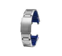 HTHRRFE Kompatibel mit Casio Heart Of Steel MTG-B1000 MTG-B2000. Solides Metallarmband aus 316L Edelstahl. MTG B1000. Uhrenarmband mit Werkzeug.(Silver-blue,MTG-B1000)