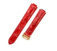 HTHRRFE Kompatibel mit dem Cartier Ballon Bleu-Armband mit Krokodilmuster und Hauptschicht-Kalbslederband. Kompatibel mit dem Cartier-Armband aus echtem Rindsleder 8x14 8x16(Red-GD-Z4,14x22mm)