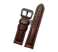 HTHRRFE Kompatibel mit Panerai Fossil SEIKO TISSOT Uhrenarmband aus echtem Lederarmband, männlich, mattiertes Rindslederarmband, Uhrenarmband 22 24 mm 26 m, Zubehör(B brown-black,20mm)