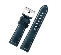 HTHRRFE Kompatibel mit Panerai Fossil SEIKO TISSOT Uhrenarmband aus echtem Lederarmband, männlich, mattiertes Rindslederarmband, Uhrenarmband 22 24 mm 26 m, Zubehör(Blue-steel,24mm)