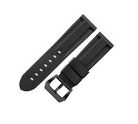 HTHRRFE Kompatibel mit Panerai Pure Color Natural Silicone Accessories Pam441 Diesel Massiver Edelstahl mit schwarzer Schnalle und 24-mm-Uhrenarmband(Black-Black-K11,24mm)