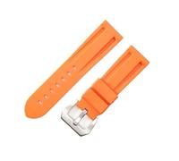 HTHRRFE Kompatibel mit Panerai Pure Color Natural Silicone Accessories Pam441 Diesel Massiver Edelstahl mit schwarzer Schnalle und 24-mm-Uhrenarmband(Orange-Steel-K11,24mm)