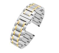 HTHRRFE Kompatibel mit Seiko Citizen Casio Curved End Edelstahlarmband Herren 20mm 22mm Metallarmband Uhrenkette Armband(C Silver golden,24mm)