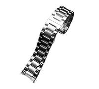 HTHRRFE Kompatibel mit Seiko Citizen Casio Curved End Edelstahlarmband Herren 20mm 22mm Metallarmband Uhrenkette Armband(C silver,18mm)