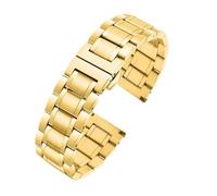 HTHRRFE Kompatibel mit Seiko Citizen Casio Curved End Edelstahlarmband Herren 20mm 22mm Metallarmband Uhrenkette Armband(C Gold,20mm)