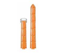 HTHRRFE Leder-Uhrenarmband kompatibel mit Cartier Ballon Bleu mit Edelstahlschnalle Echtleder-Uhrenarmband Uhrenzubehör(Orange-silver,18-11mm)