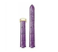HTHRRFE Leder-Uhrenarmband kompatibel mit Cartier Ballon Bleu mit Edelstahlschnalle Echtleder-Uhrenarmband Uhrenzubehör(Purple-gold,16-9mm)