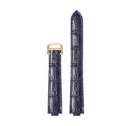HTHRRFE Leder-Uhrenarmband kompatibel mit Cartier Ballon Bleu mit Edelstahlschnalle Echtleder-Uhrenarmband Uhrenzubehör(Royal blue-gold,14-8mm)