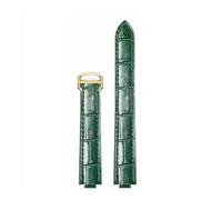 HTHRRFE Leder-Uhrenarmband kompatibel mit Cartier Ballon Bleu mit Edelstahlschnalle Echtleder-Uhrenarmband Uhrenzubehör(Bamboo green-gold,14-8mm)