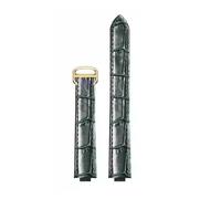 HTHRRFE Leder-Uhrenarmband kompatibel mit Cartier Ballon Bleu mit Edelstahlschnalle Echtleder-Uhrenarmband Uhrenzubehör(Dark green-gold,16-9mm)