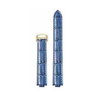 HTHRRFE Leder-Uhrenarmband kompatibel mit Cartier Ballon Bleu mit Edelstahlschnalle Echtleder-Uhrenarmband Uhrenzubehör(Storm blue-gold,18-11mm)