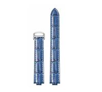 HTHRRFE Leder-Uhrenarmband kompatibel mit Cartier Ballon Bleu mit Edelstahlschnalle Echtleder-Uhrenarmband Uhrenzubehör(Storm blue-silver,16-9mm)