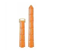 HTHRRFE Leder-Uhrenarmband kompatibel mit Cartier Ballon Bleu mit Edelstahlschnalle Echtleder-Uhrenarmband Uhrenzubehör(Orange-gold,16-9mm)