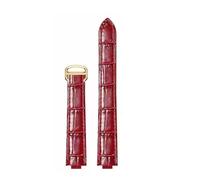 HTHRRFE Leder-Uhrenarmband kompatibel mit Cartier Ballon Bleu mit Edelstahlschnalle Echtleder-Uhrenarmband Uhrenzubehör(Red-gold,16-9mm)