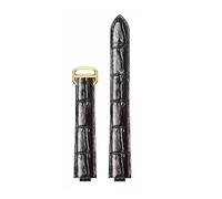 HTHRRFE Leder-Uhrenarmband kompatibel mit Cartier Ballon Bleu mit Edelstahlschnalle Echtleder-Uhrenarmband Uhrenzubehör(Black-gold,14-8mm)