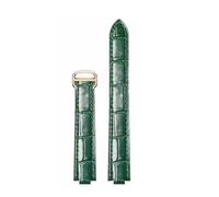 HTHRRFE Leder-Uhrenarmband kompatibel mit Cartier Ballon Bleu mit Edelstahlschnalle Echtleder-Uhrenarmband Uhrenzubehör(Bamboo green-rg,14-8mm)